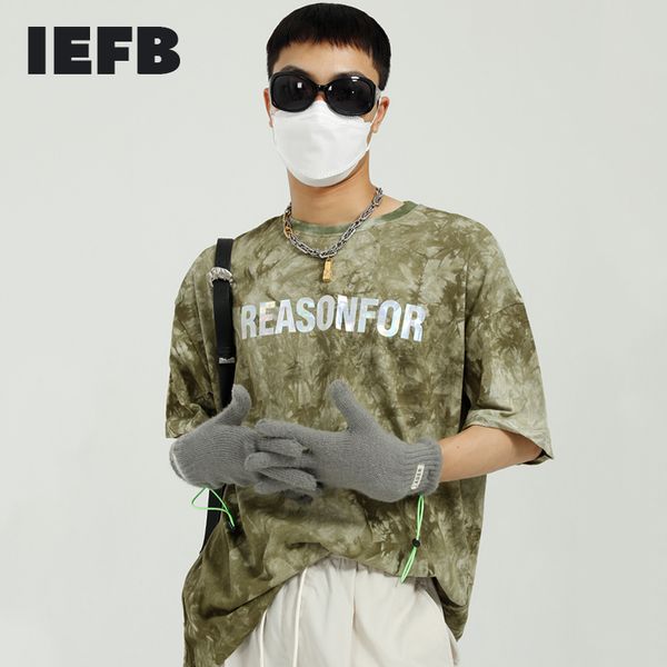 IEFB Mans desgaste de verão Tie Tye Design letra impresso t-shirt homens de tendência solta casal de manga curta tae roxo top 9y7153 210524