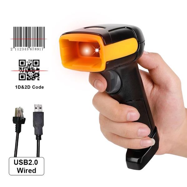 

scanners portable barcode scanner cmos image usb handheld qr code reader 1d & 2d wired bar for terminal and inventory