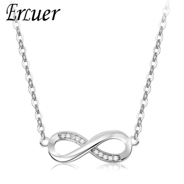

pendant necklaces erluer crystal zircon necklace for women infinity charm choker& pendants lover gift fashion jewelry, Silver