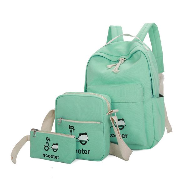 

backpack schoolbag for primary students 4-piece canvas simple leisure junior high