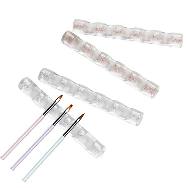 

5 grids acrylic clear nail brush rack shelf painting pen holder stand colorful uv gel brush display holder, Yellow