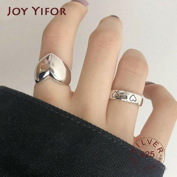 

cluster rings 925 sterling silver love heart width for women couples creative trendy birthday jewelry gifts prevent allergy, Golden;silver