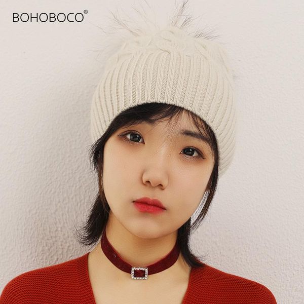 

hats, scarves & gloves sets winter beanie hat pompom hats women pure cashmere knitted twisted wool ball cap, Blue;gray