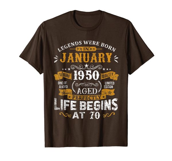 

legends were born in january 1950 70th birthday gift t-shirt, White;black