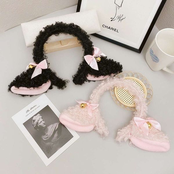 

cute plush lamb hoop bell headdress fox funny p hairpin girl, Black;brown