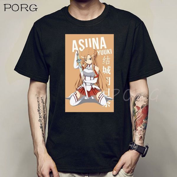 

sword art online anime shirt male short sleeved manga t shirt man black tshirt cotton causal tee summer tee shirt oversize 2021, White;black