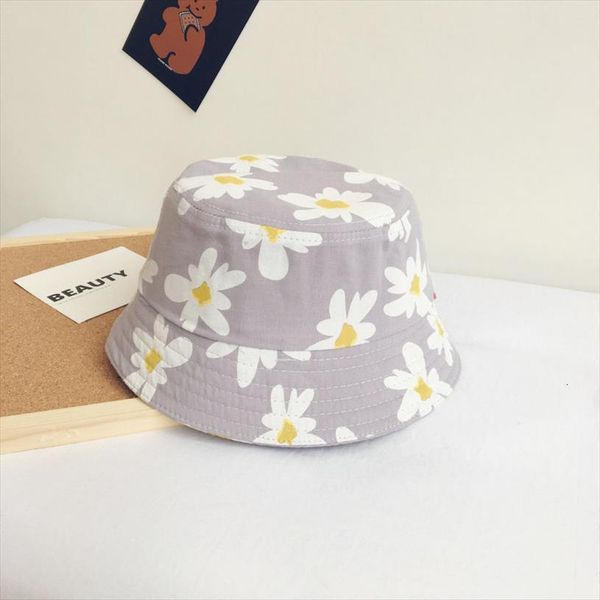 

flower print bucket hat fisherman outdoor travel sun cap hats for children boys and girls 48, Blue;gray