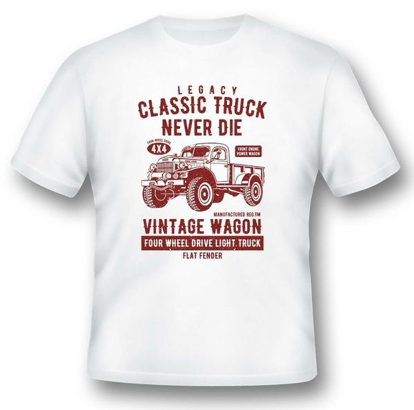 

classic truck never die vintage wagon tee shirt black or white, White;black