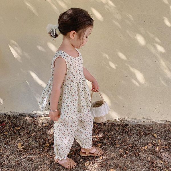 

clothing sets 2pcs children girls baby kids cute fashion polka dot floral sleeveless vest+pants suit set, White