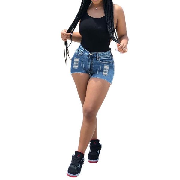 

skinny hole denim shorts with tassel pockets women summer casual streetwear high waist blue rave ripped jean women's jeans