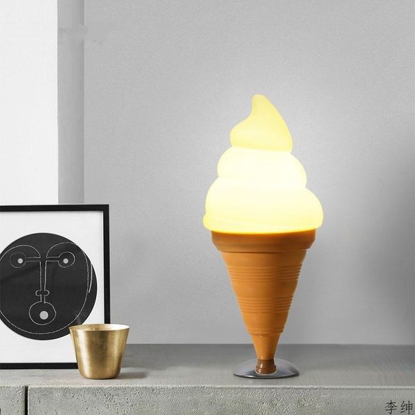 

table lamps modern ice cream led lights children's bedroom bedside lamp yellow desk home industrial decor lighting luminaires