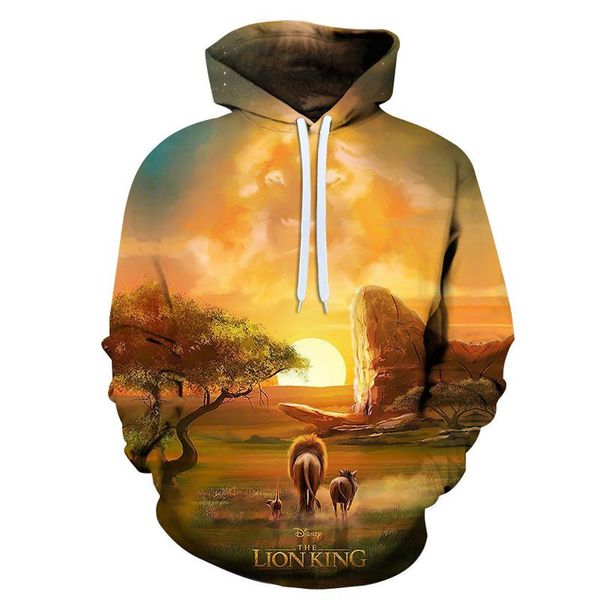 

men's hoodies & sweatshirts 2021 european and american hoodie animal 3d lion tiger graphic sports leisure women's fashion, Black