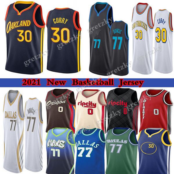 

2021 jerseys luka stephen basketball jersey 00 anthony mens 77 doncic 30 curry damian 0 lillard 33 wiseman carmelo, Black;red