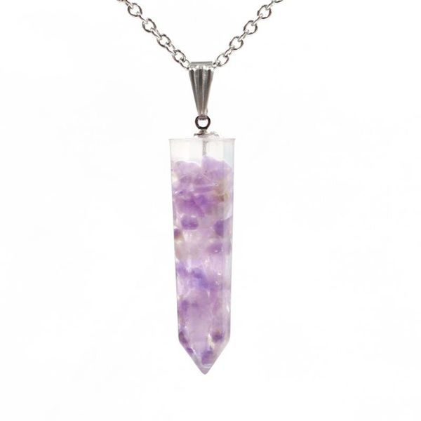 

pendant necklaces fysl silver plated crystal pillar amethysts stone and resin orgonite necklace green aventurine jewelry