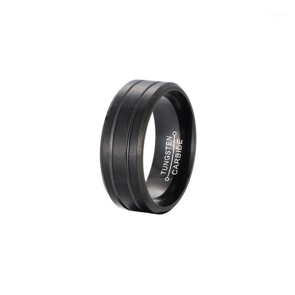 

wedding rings fashion men's black tungsten carbide ring matte finished classic engagement jewelry for male bands gifts1, Slivery;golden