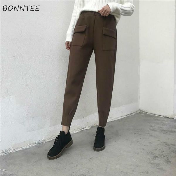 

women's pants & capris women high waist harajuku soft spring students loose elegant ulzzang casual trendy all-match womens trousers str, Black;white