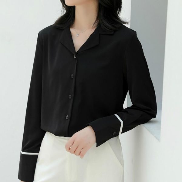 

womens and blouses v-neck office ladies long sleeve black chiffon blouse women shirts c328 women's &, White