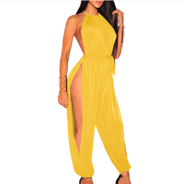 

women's jumpsuits & rompers women jumpsuit fashion pure color camisole sleeveless suit hollowing out womens summer long trous, Black;white
