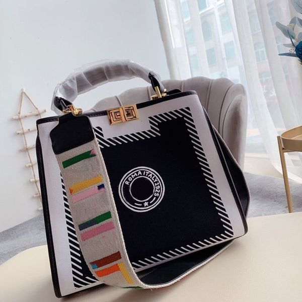 

designers shopping bag tote bags large capacity package handbag purse fashion canvas rainbow shoulder strap removable embroidery letter wome
