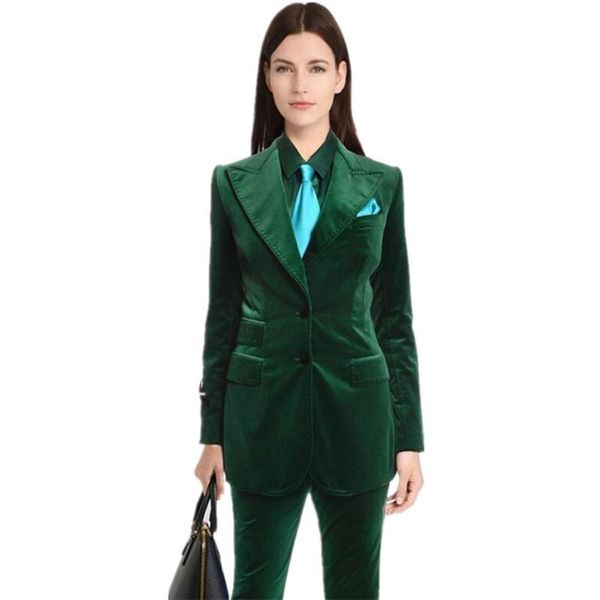 

arrival velvet women pantsuit business pant suits for plus size blazer+pants work wedding party women's two piece pants, White
