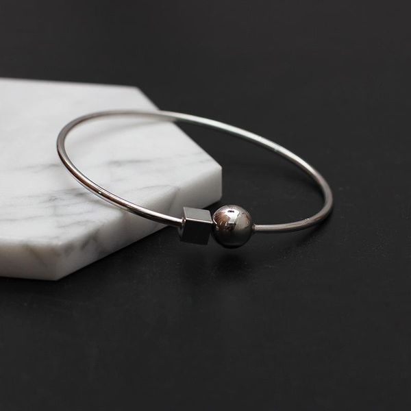 

bangle fashionable sell all-match bracelet pure copper geometric square round opening simple lovers, Black