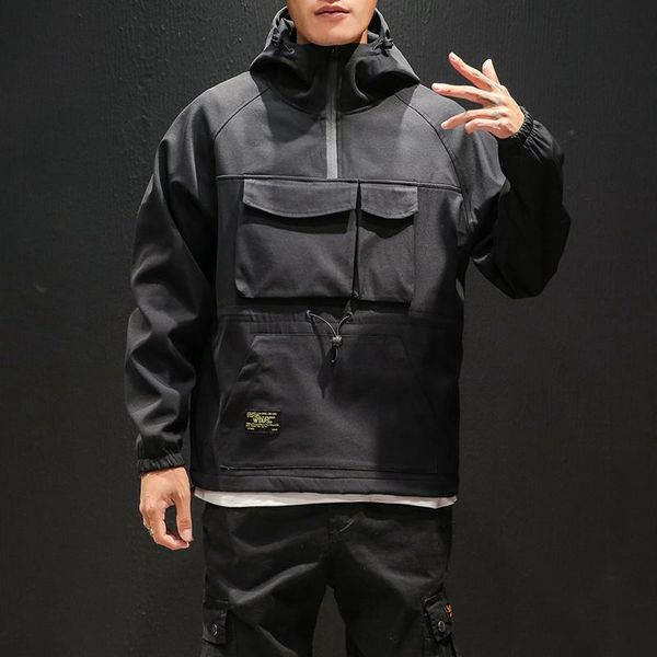 

workwear jacket men's pilot hooded large size baseball uniform tide card loose jackets, Black;brown