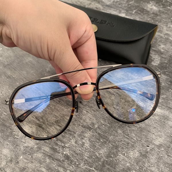 

new pure titanium ultra light plate personalized toad big face men's and women's thin fashion myopia glasses frame, White;black