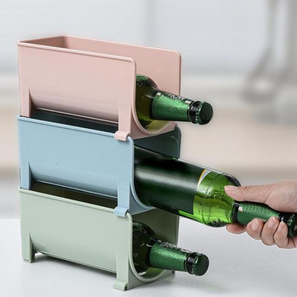 

kitchen storage & organization anti-fall bottle overlap rack glass beer drink holder refrigerator beverage box can champagne