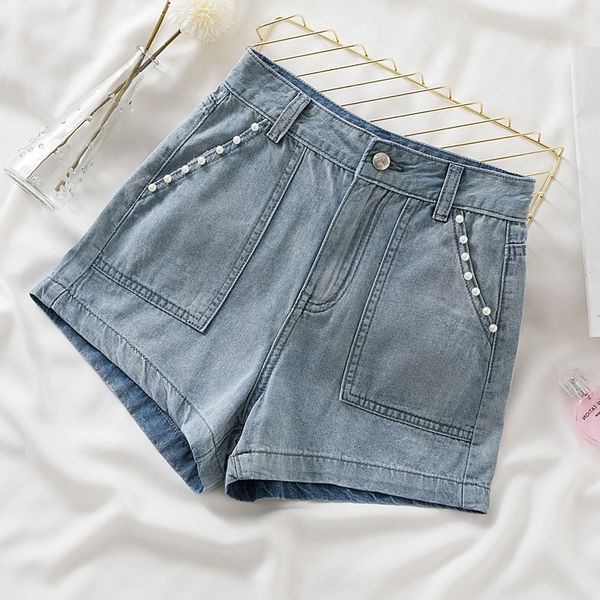

women's big size fat sister 200kg jeans summer dress new foreign style pocket nail bead shorts pants, White;black