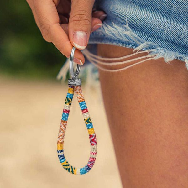 Bohemina chaveiro com keyring - acessórios de surfista artesanais - pingente de bolso hippie - presente de amizade colorido para melhor amigo G1019