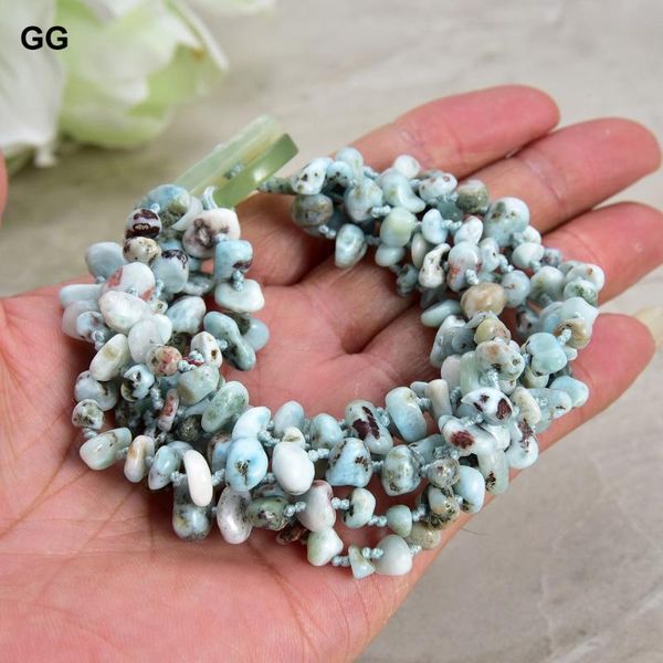 

beaded, strands jk 6 natural larimar chips bracelet for women, Black