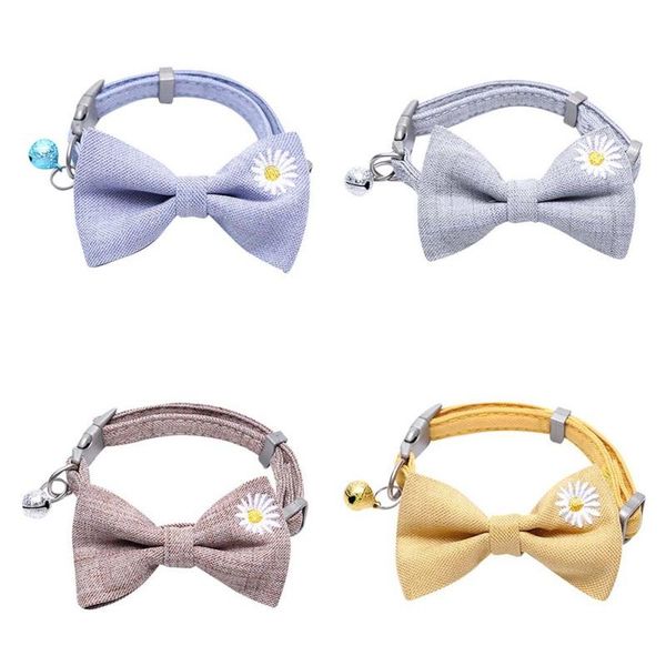 

cat collars & leads fashion cute kitten adjustable bowknot embroidered flower dog pet collar bow tie bell puppy necktie party bandana