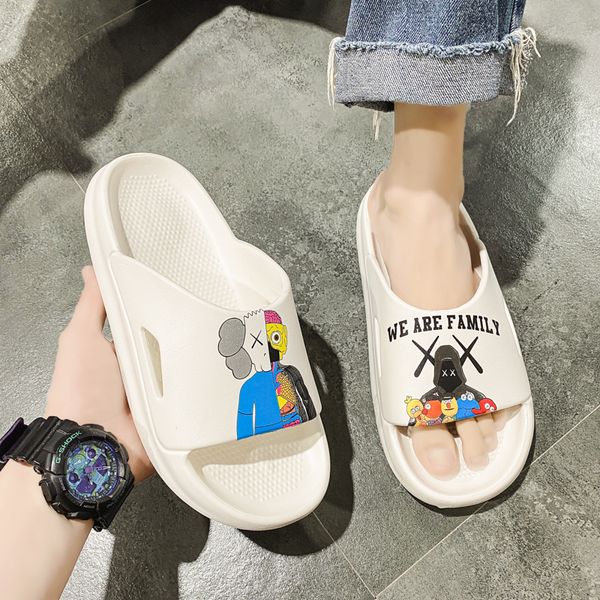

2021 new easy to clean bathroom slides multicolor men slippers summer slides casual flip flops simple light slipper resistant, Black