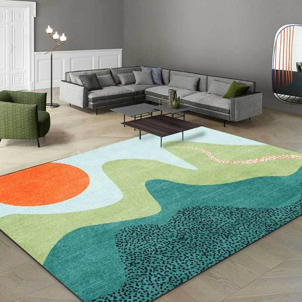 

carpets fashionable modern green mountain sunrise living room floor mat bedroom bedside carpet customize plush printed rug big size