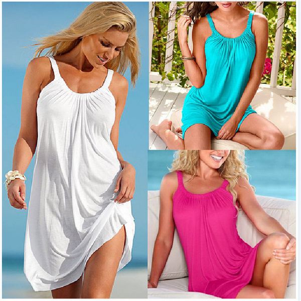 

summer loose dress 2021 women casual beach sling party mini womens clothes sale plus size s-xl vestido, Black;gray