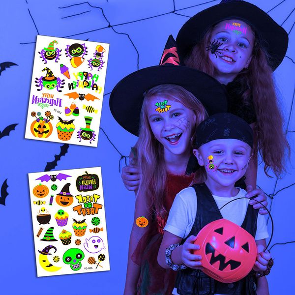

fashion accessories children waterproof sweat cartoon halloween fluorescent tattoo sticker luminous pumpkin stickers soy extract ink cosmeti, Silver