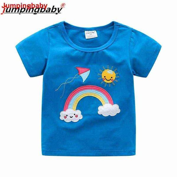 

2021 girls t shirt kids clothes girls summer tshirt animal print rabbit t-shirt vetement enfant fille roupa menina camisas g1209, Blue