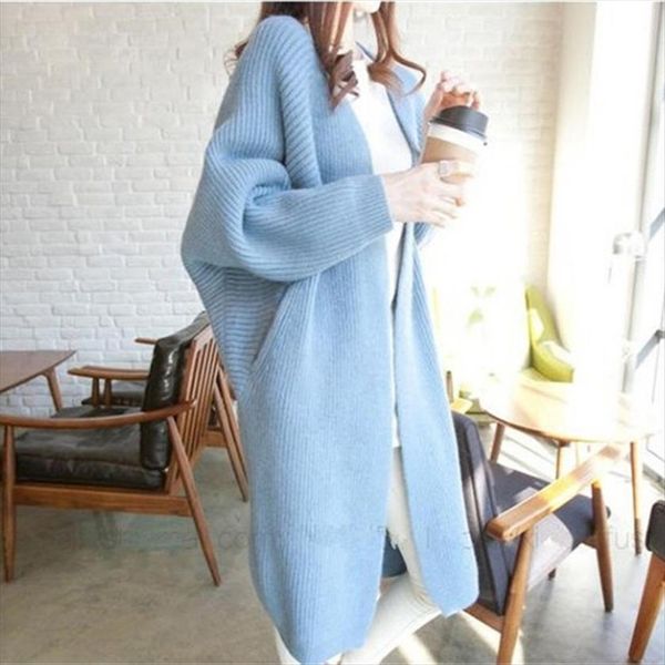 

solid loose fashion women womens sweater long sleeve elegant cardigan feminino autumn winter thick chaqueta mujer coat outwear, White;black