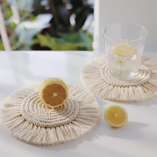 

rattan weave round oval dining table placemat creative mug heat-resistant cup coasters heat insulation mat kitchen decor mats & pads