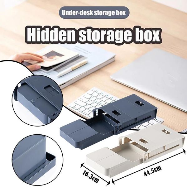 

storage boxes & bins no-hole paste type ambry under the desk drawer box hidden 2021