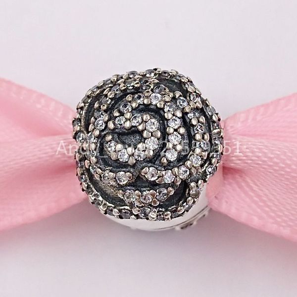 Andy Jewel 925 Sterling Silber Perlen Rose Silber Clip mit Zirkonia passend für europäische Markenarmbänder Halsketten ALE 791529CZ Geschenkschmuck