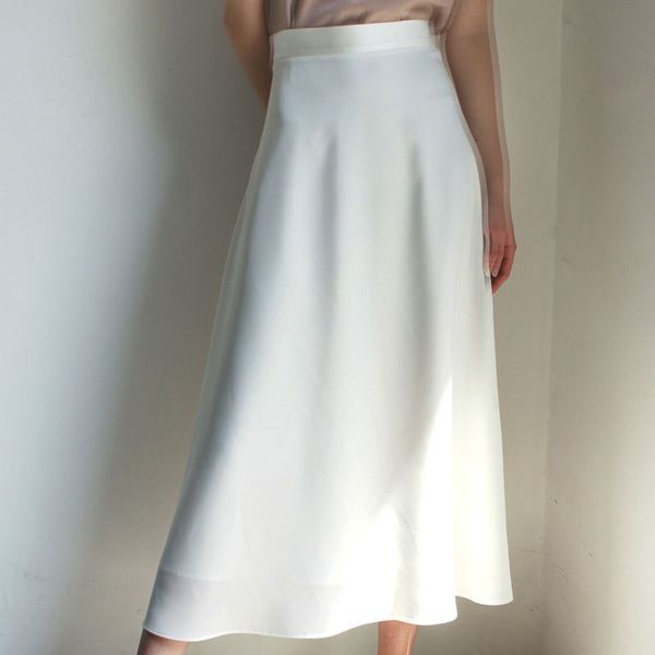 

skirts vintage women a-line white skirt high waist summer long pure color satin maxi saia faldas jupe femme 7ad9, Black