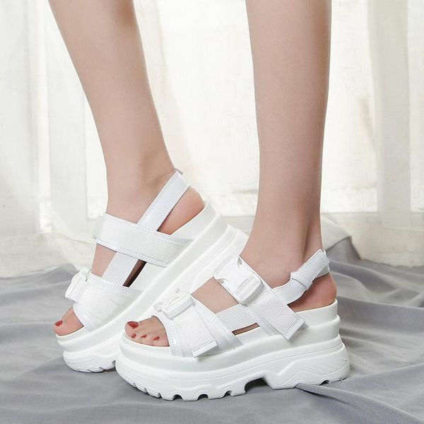 

wedges shoes for women platform heels gladiator sandals high plus size sandales plateformes summer, Black