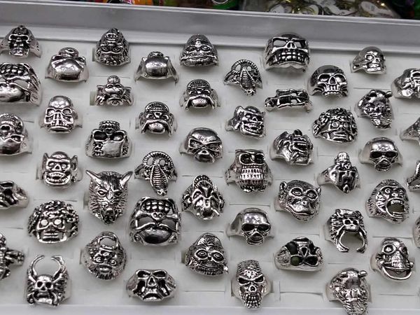 

vintage antique skeleton ring hallowmas skull rings mix size design, Golden;silver