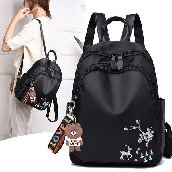 

backpack 10-inch versatile [exquisite embroidery] oxford cloth 2021 trendy korean fashion canvas women's bag