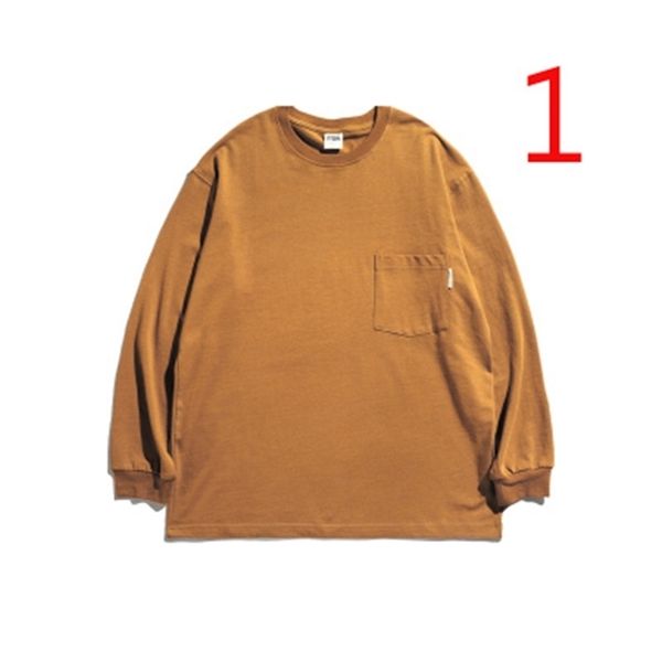 

japanese retro autumn sweater with loose cotton white t-shirt men's long-sleeved shirt 210420, White;black