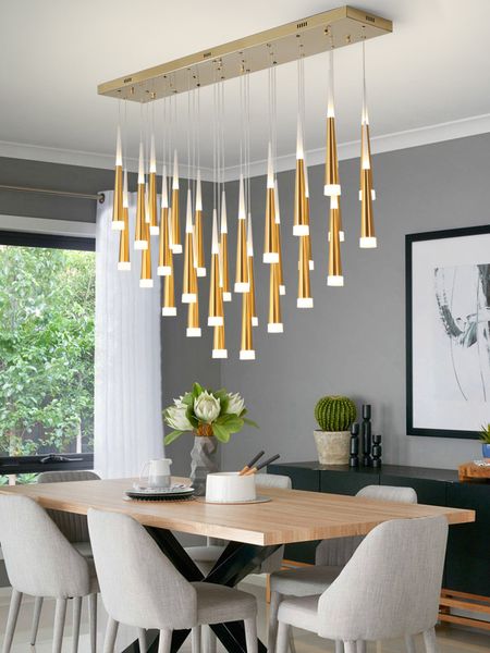 La lampada a lampadario a LED può essere utilizzata per il soggiorno del ristorante, il bar della hall, l'illuminazione moderna dei lampadari lunghi con più colori