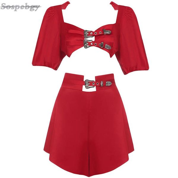 

women's tracksuits summer shorts set black red short-sleeved and ruffle 2 piece of 2021 fashion designer clothing, Gray