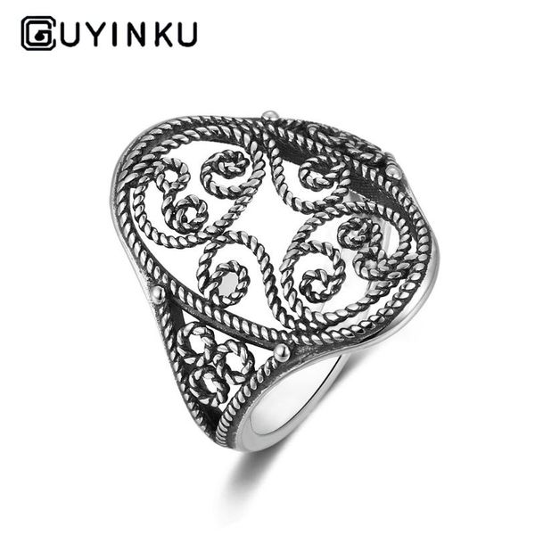 

cluster rings personalized jewelry vintage antique silver elegant ring for women hollow carving finger birthday gift, Golden;silver