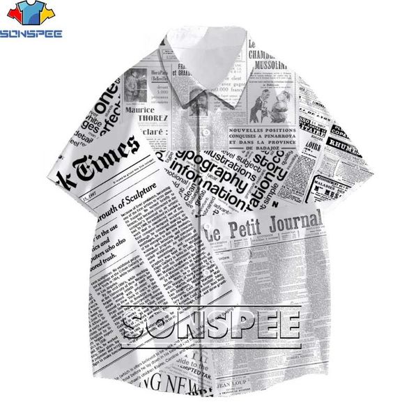 

men's casual shirts sonspee spaper s shirt 3d printing women's fashion hawaiian loose oversized button up beach, White;black